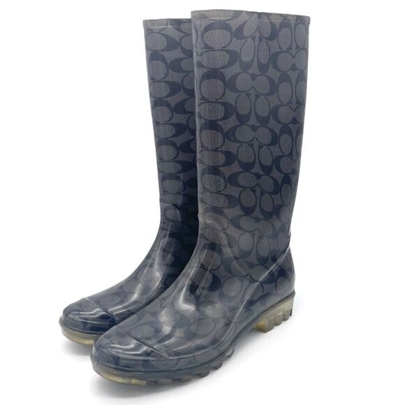 Coach Signature C Rainboot Gray & Black Outdoor Rubber Galosh Women’s Size 9 - Picture 6 of 16